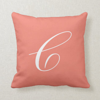 Letter C Coral Monogram Pillow