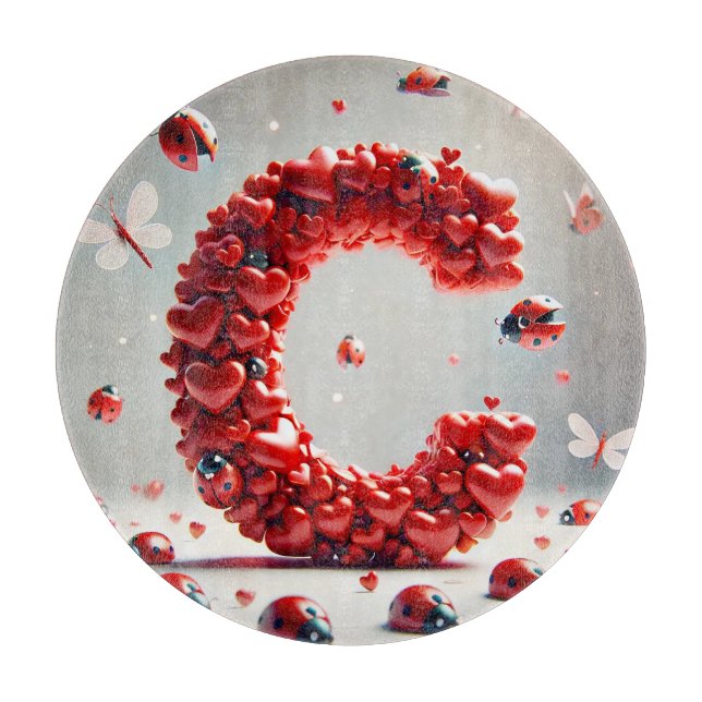 Letter C Creative Heart Cluster Cutting Board (Front)