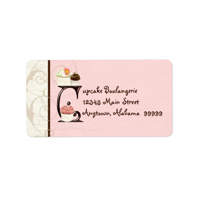 Letter C  Cupcake Business Address Mailing Labels (Front)