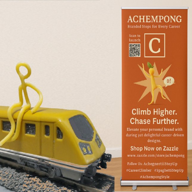 Letter C: Curiosity in Transit: ACHEMPONG Vertical Retractable Banner (Stay curious on the move. “C” monogram banner for food truck chefs and culinary creatives.)