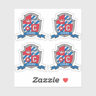 Letter C custom name Colby wolf dog knights crest