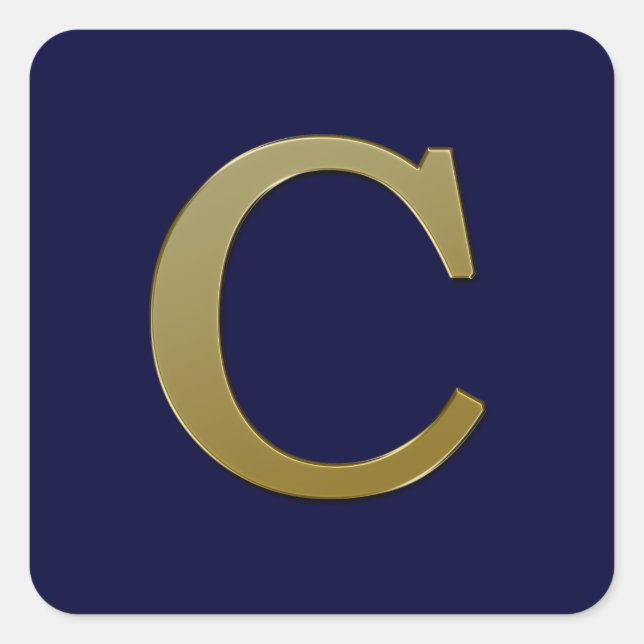 Letter C Gold Square Sticker (Front)