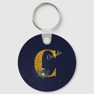 Letter C Golden monogram Key Ring