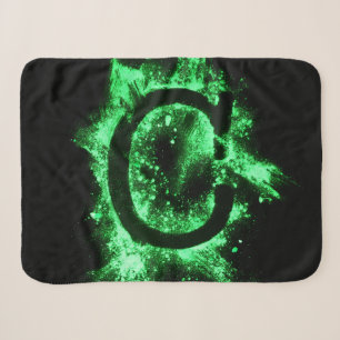 Letter C Green Capital Alphabet Sherpa Blanket