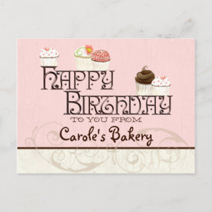 Letter C Happy Birthday Cupcake Business Postcard
