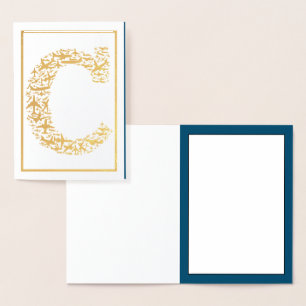 Letter C Initial Aeroplane Aviation Foil Card