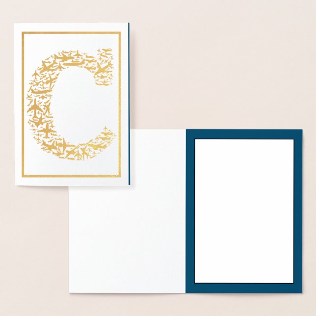 Letter C Initial Aeroplane Aviation Foil Card (Display)