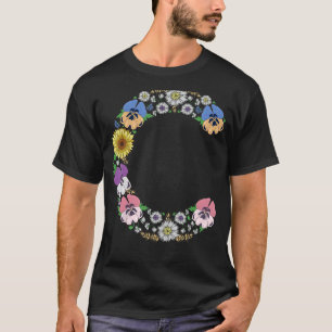 Letter C Initial Monogram Pansies Floral Alphabet T-Shirt