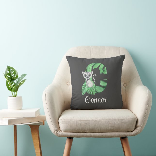 Letter C Lemur Throw Pillow (Chair)