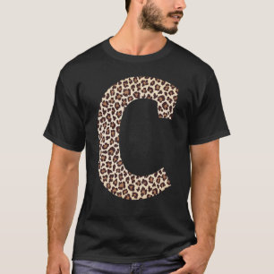 letter C leopard skin print pattern initial name m T-Shirt