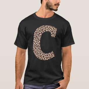 letter C leopard skin print pattern initial name m T-Shirt