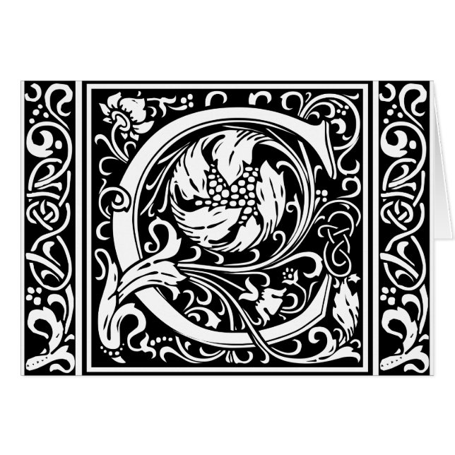 Letter C Mediaeval Monogram Art Nouveau (Front Horizontal)