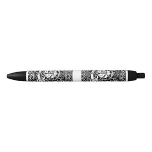 Letter C Mediaeval Monogram Art Nouveau Black Ink Pen