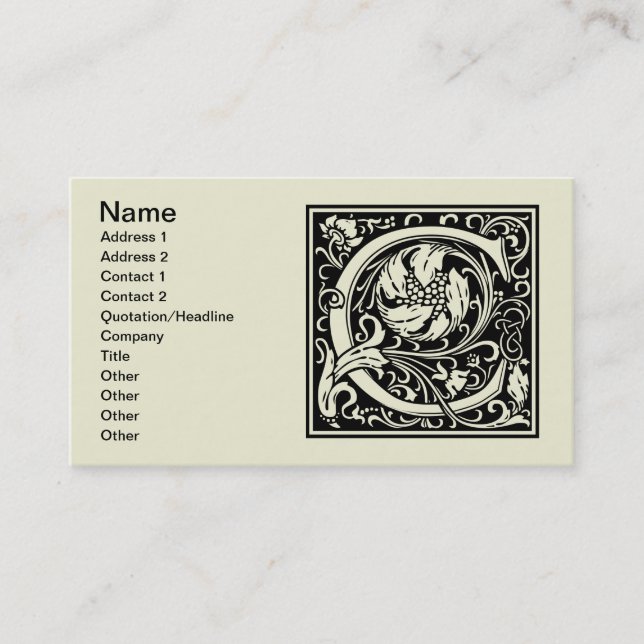 Letter C Mediaeval Monogram Art Nouveau Business Card (Front)