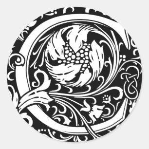 Letter C Mediaeval Monogram Art Nouveau Classic Round Sticker