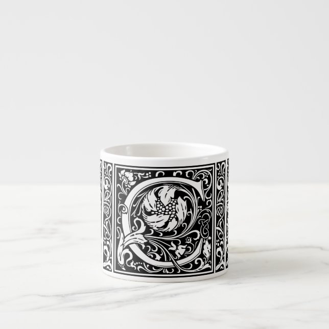 Letter C Mediaeval Monogram Art Nouveau Espresso Cup (Front)