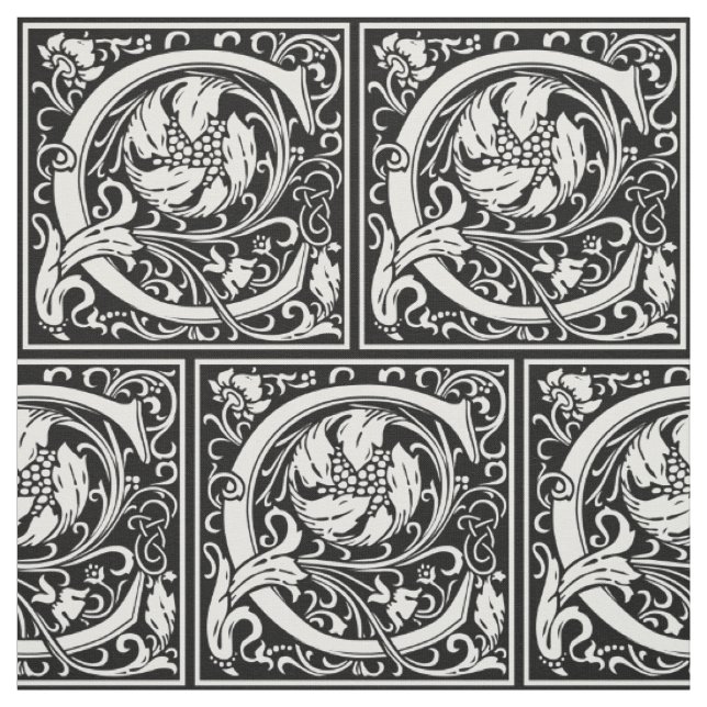 Letter C Mediaeval Monogram Art Nouveau Fabric (Swatch)
