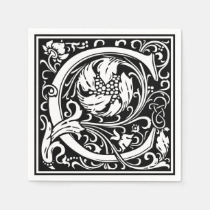 Letter C Mediaeval Monogram Art Nouveau Napkin