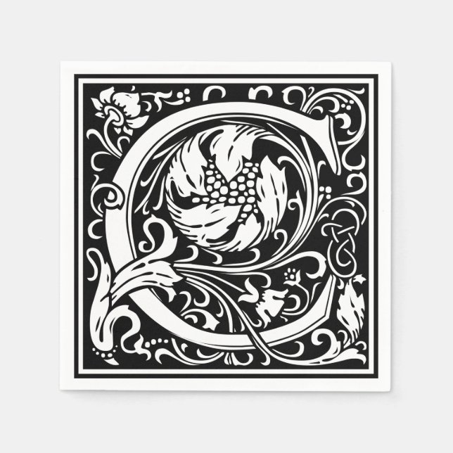 Letter C Mediaeval Monogram Art Nouveau Napkin (Front)