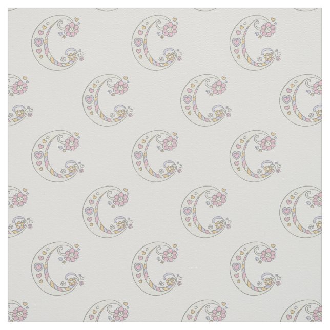 Letter C monogram decorative text custom fabric (Swatch)