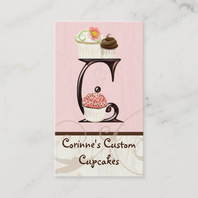 Letter C Monogram Dessert Bakery Business Cards (Front)
