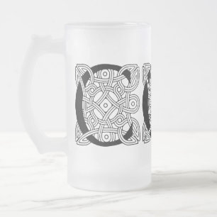 Letter C Monogram Vintage Celtic Knot Print Frosted Glass Beer Mug