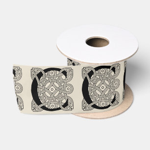 Letter C Monogram Vintage Celtic Knot Print Satin Ribbon