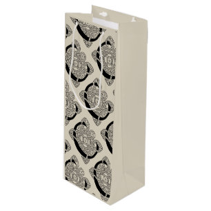 Letter C Monogram Vintage Celtic Knot Print Wine Gift Bag