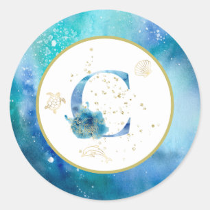 *~*  LETTER C - Nautical Beach Envelope  Sticker