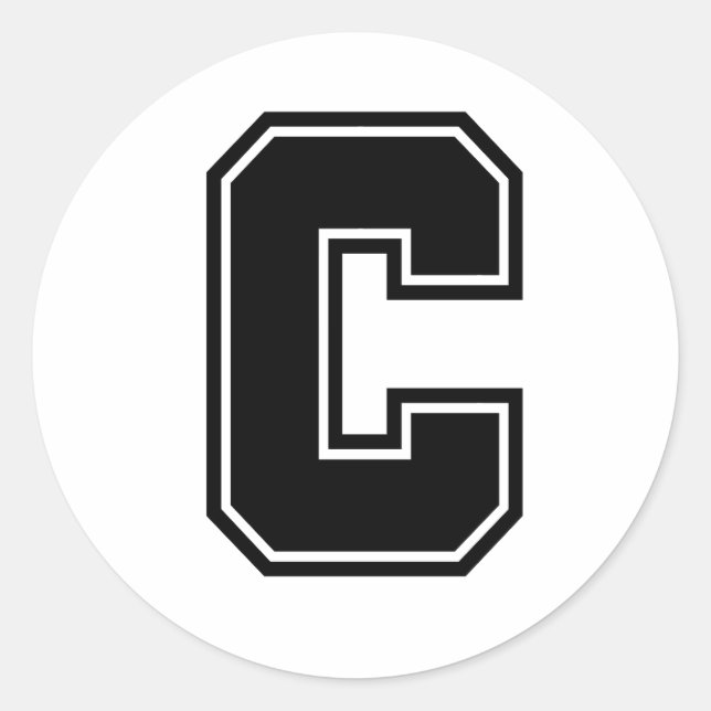 Letter C sporty college font alphabet Classic Round Sticker (Front)