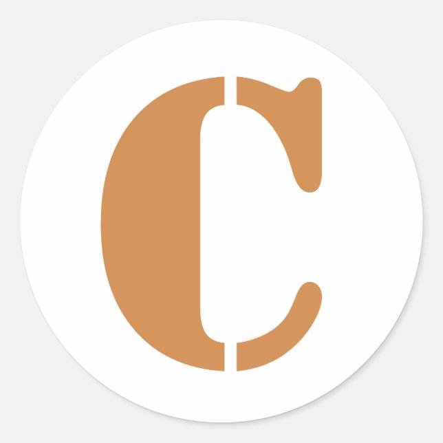 Letter C Stencil Alphabet by Janz Peru Gold White Classic Round Sticker (Front)