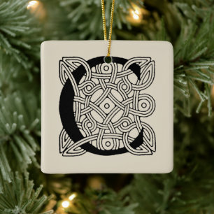 Letter C Vintage Celtic Knot Monogram Ceramic Ornament