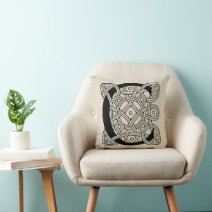 Letter C Vintage Celtic Knot Monogram Cushion