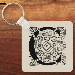 Letter C Vintage Celtic Knot Monogram Key Ring