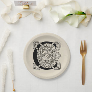 Letter C Vintage Celtic Knot Monogram Paper Plate