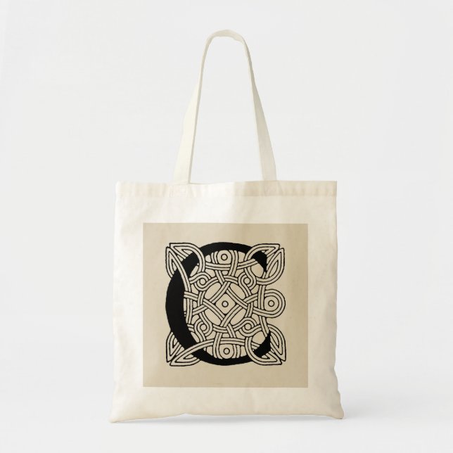 Letter C Vintage Celtic Knot Monogram Tote Bag (Front)