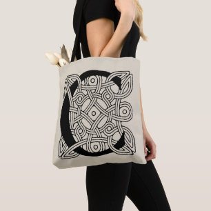 Letter C Vintage Celtic Knot Monogram Tote Bag