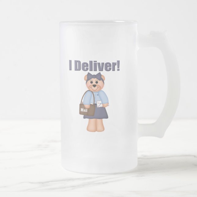 Letter Carrier Frosted Glass Beer Mug (Right)
