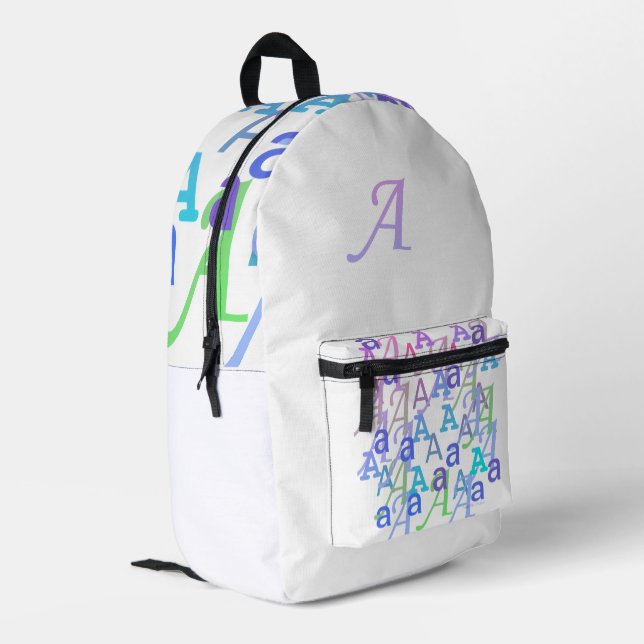 Letter Confetti "A"  Printed Backpack (Back Corner Left)