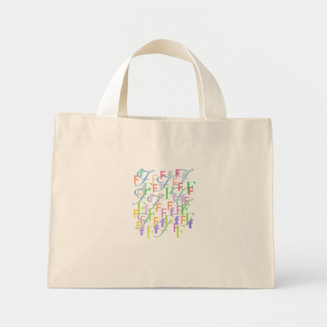 Letter Confetti "F" Mini Tote Bag (Front)