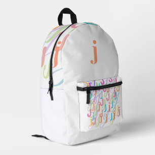 Letter Confetti "J" Printed Backpack