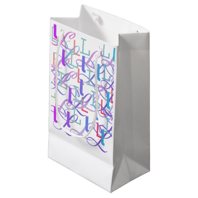 Letter Confetti "L" Small Gift Bag (Front Angled)