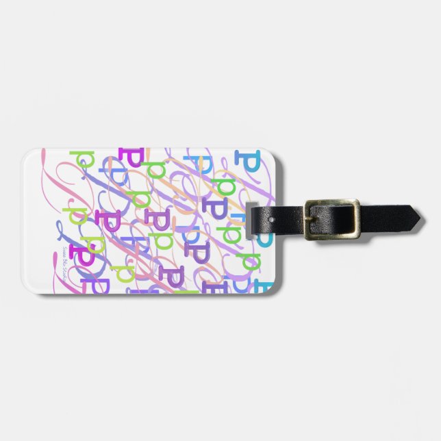 Letter Confetti "P" Luggage Tag (Front Horizontal)