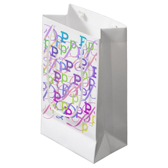 Letter Confetti "P" Small Gift Bag (Front Angled)