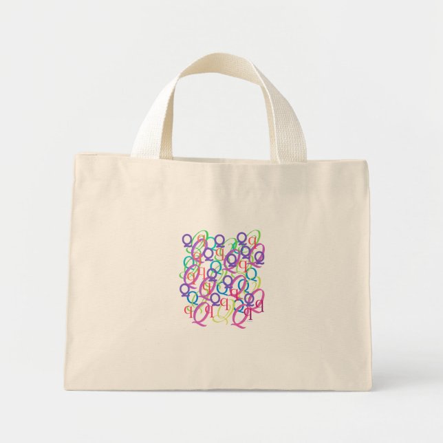 Letter Confetti "Q" Mini Tote Bag (Front)