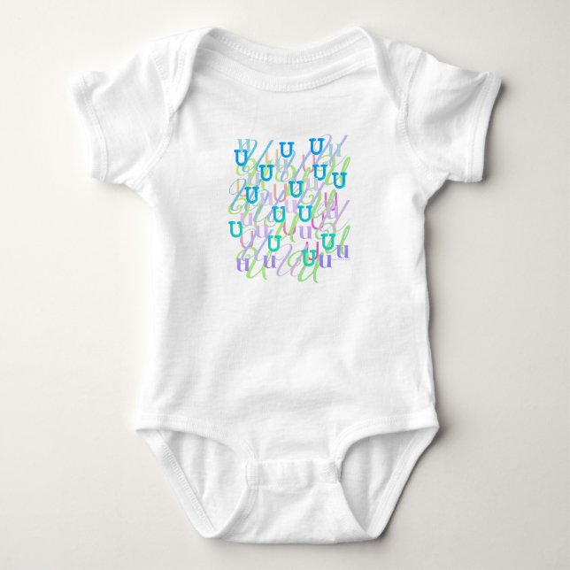 Letter Confetti "U" Baby Romper Bodysuit (Front)