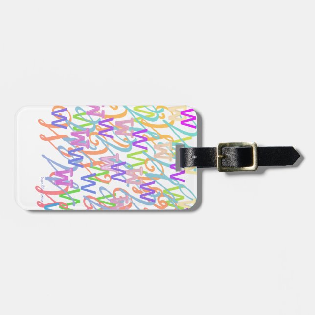 Letter Confetti "W" Luggage Tag (Front Horizontal)