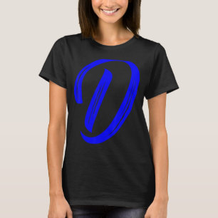 Letter D Alphabet Large Blue Graphic Initial T-Shirt