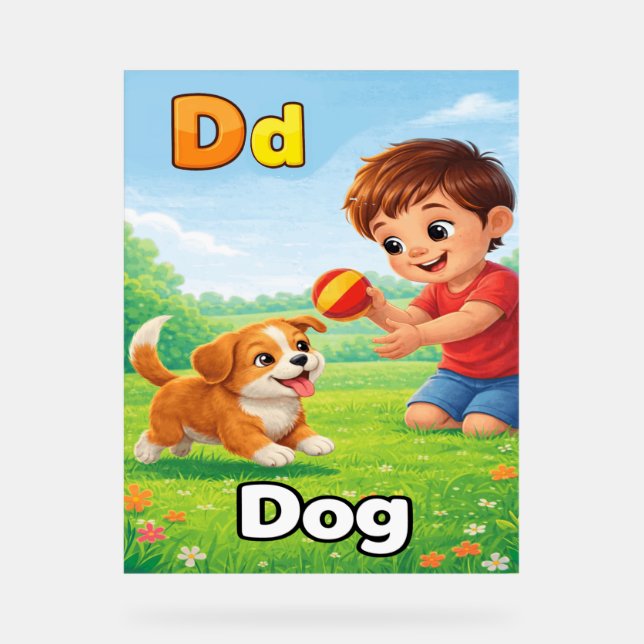 Letter D Alphabet Poster – D is for Dog (Front)