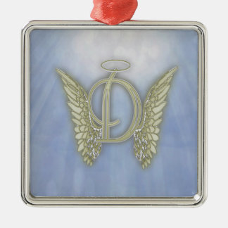Letter D Angel Monogram Metal Tree Decoration